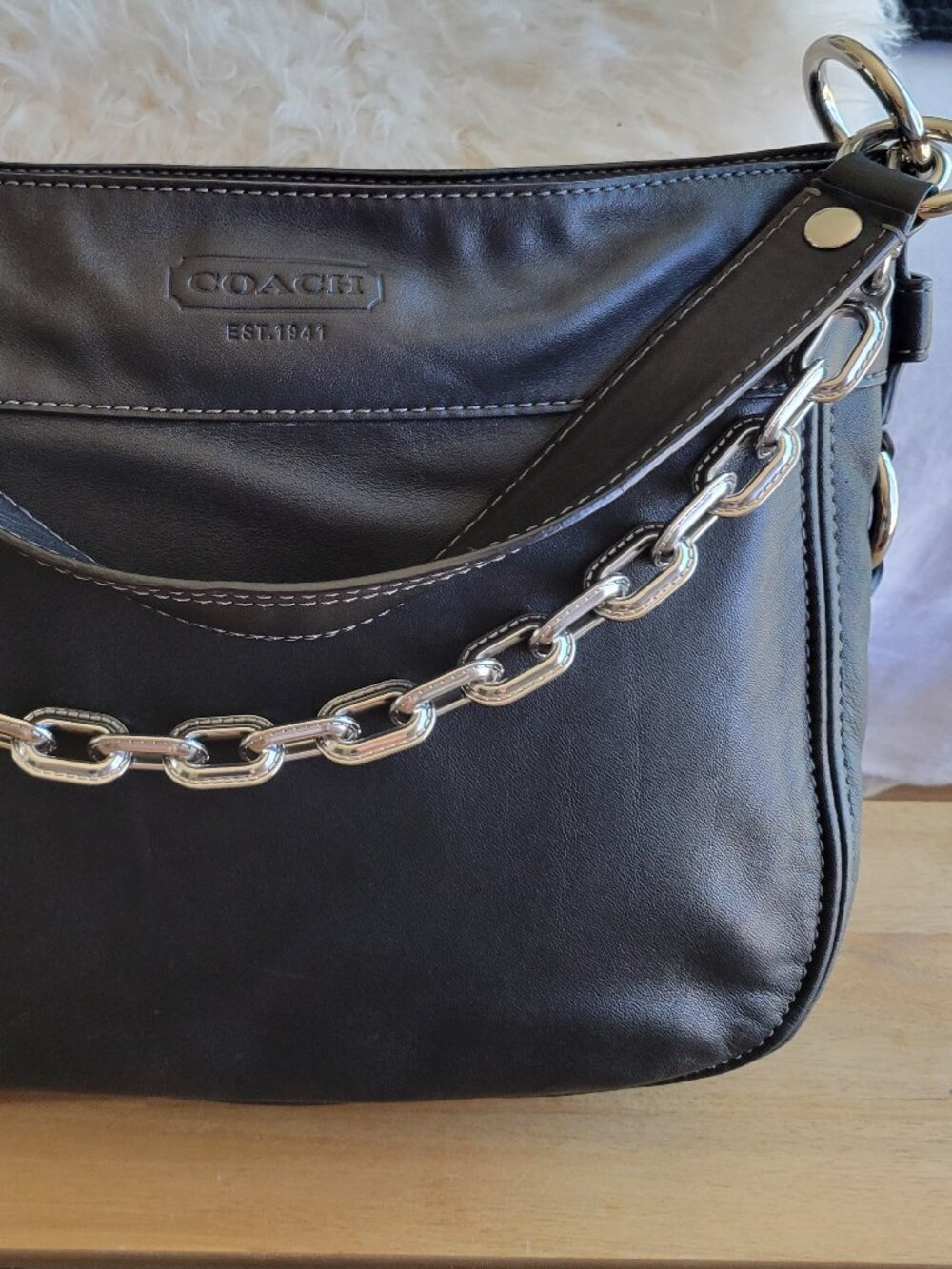 Vintage Y2K Coach Zoe Hobo Shoulder Bag Full Grain Leather Black